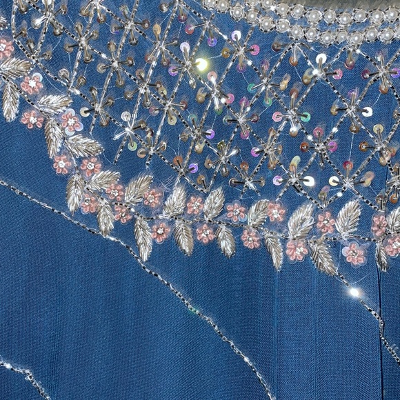 Gharara Blue with intricate Silver beading. - Picture 4 of 9